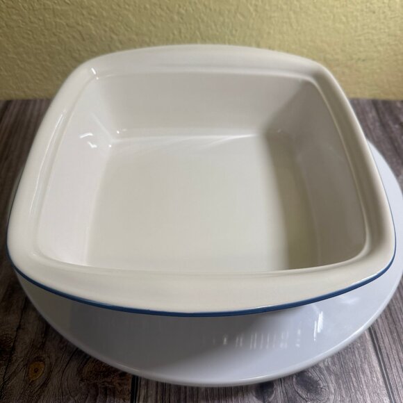 Corning Ware Stoneware Square Baking Dish Royal Blue 8x8x2 No Chips/Cracks - Picture 4 of 6